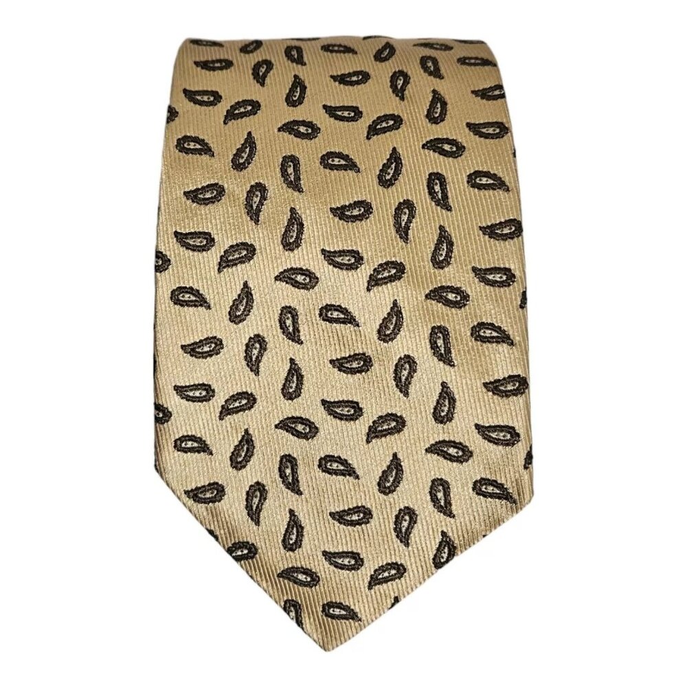 WINDSOR Gold Paisley Silk Tie ITALY 59"/ 3.7" EC